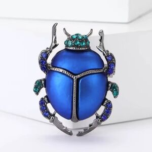 Royal Blue Green Beetle Brooch